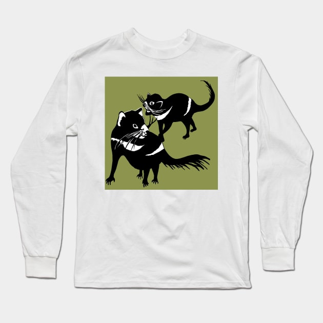 Pair of Tasmanian Devils Endangered Long Sleeve T-Shirt by topologydesign